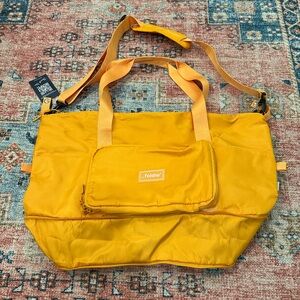 Foldie Yellow Travel Tote Bag with Detachable Strap